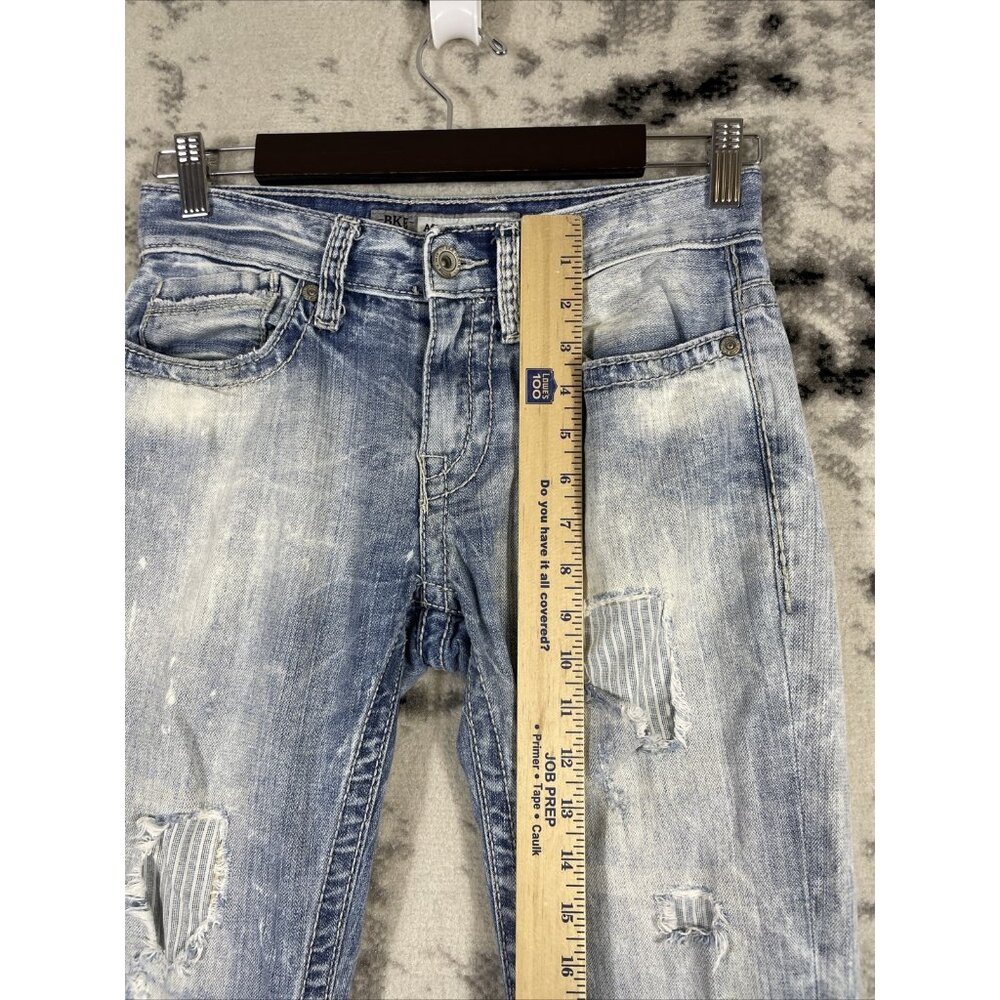 BKE Aiden Jeans Mens Size 27L Distressed Buckle Fade Cowboy Rockabilly Light Was - Picture 5 of 13